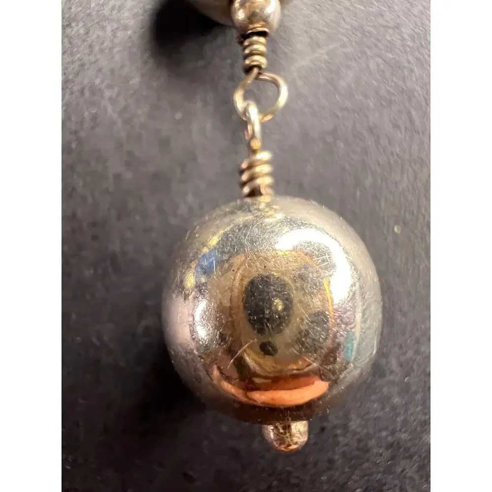 Vintage sterling silver graduated ball dangling earrings